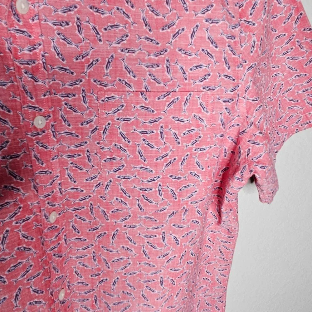 Vineyard Vines Slim Fit Murray Shirt Men's Size L Novelty Fish Pattern Colorful